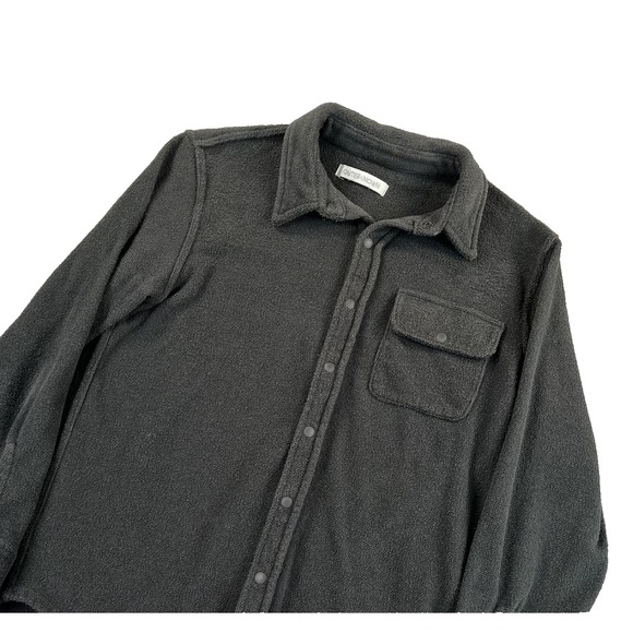 Outerknown Other - Outerknown Shirt Jacket Mens Small Gray Snap Front Terry Fleece Shacket Pocket